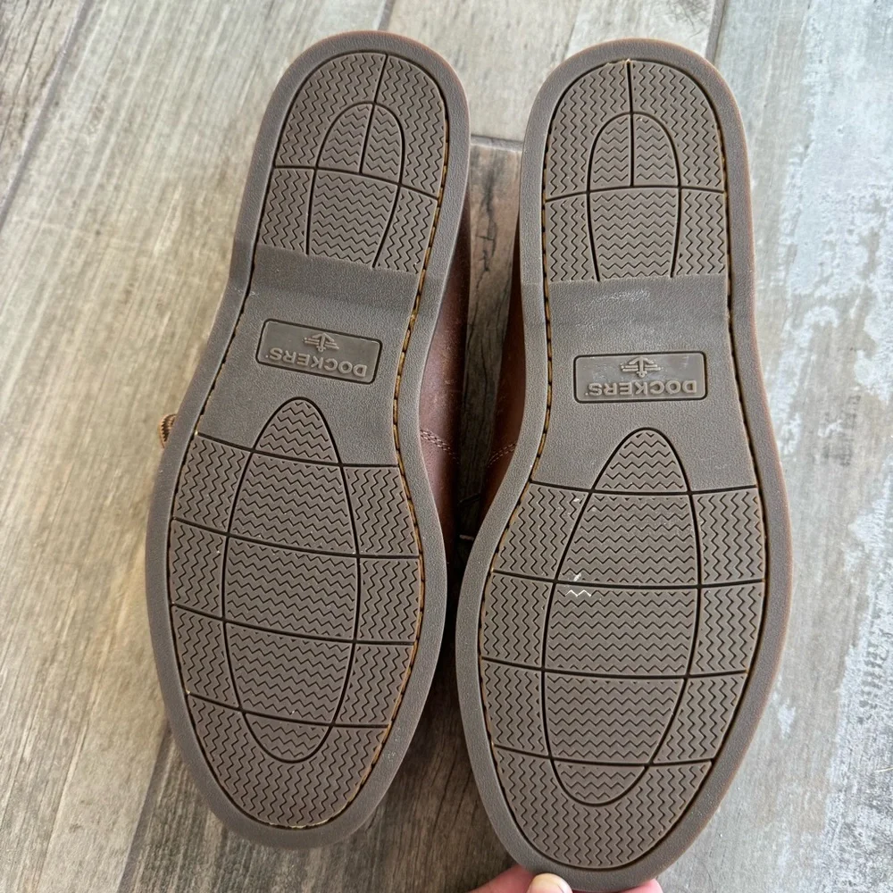 Dockers Vargus Mens Classic Brown Leather Boat Shoes 9.5 w